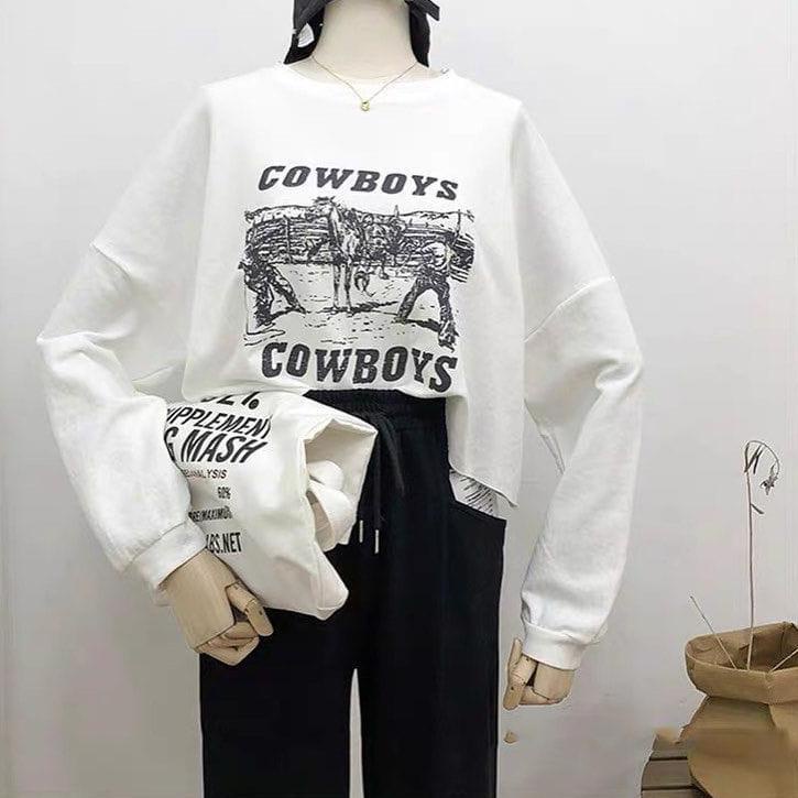 GSC - Cowboys Sweater CROP OVERSIZE - CREWNECK SWEATER WANITA - PAKAIAN WANITA TERLARIS