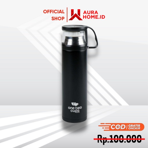 Botol Minum Thermos with Cup Head 500ml/ Botol Termos Thermos Minum Kopi Es Air Panas Dingin Gelas A