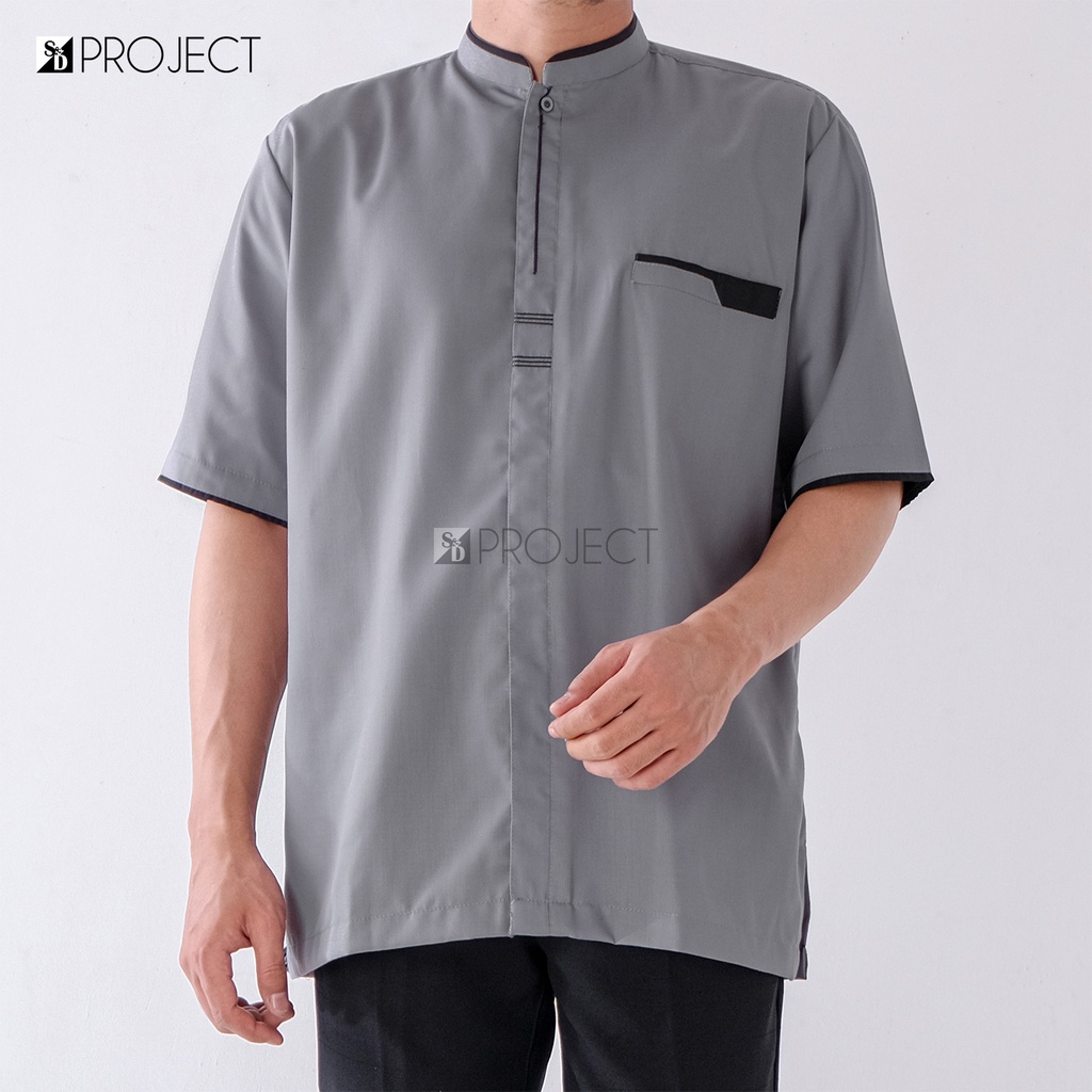 Baju Koko Pria Lengan Pendek Bahan Katun Toyobo Polos Warna Abu Ukuran M L XL XXL 3XL 4XL Dewasa Rem