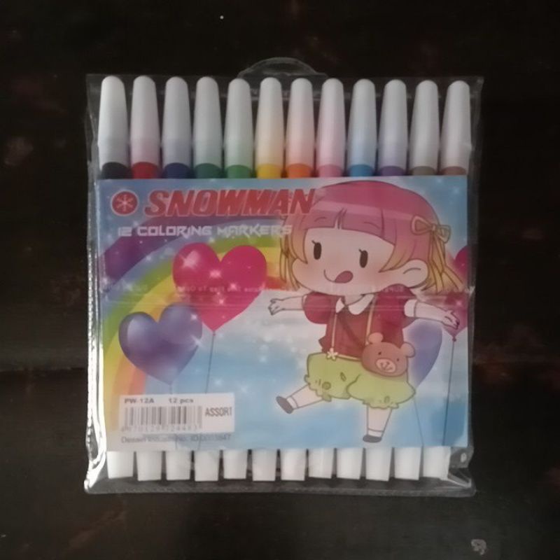 

spidol kecil snowman 12 warna set