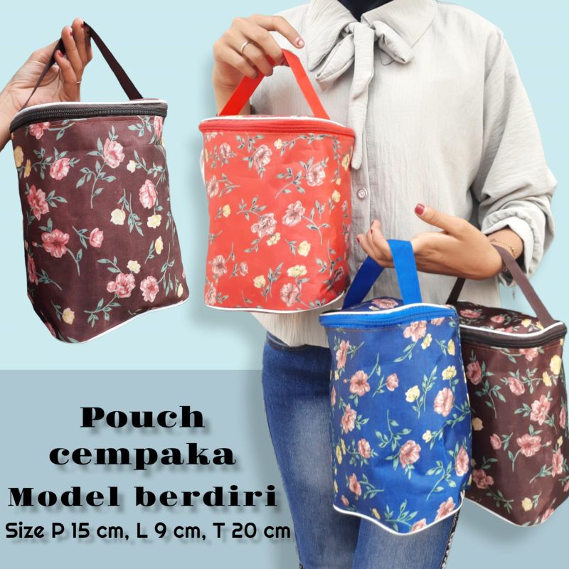 POUCH KOSMETIK MOTIF MODEL BERDIRI