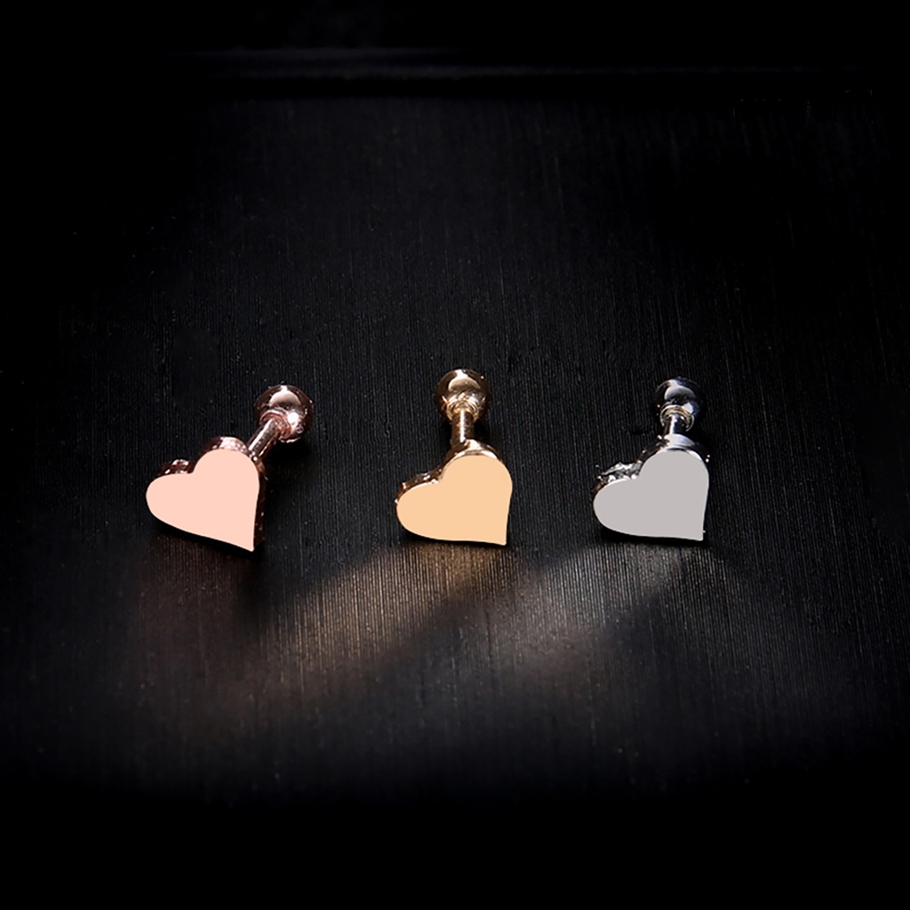 OW@ 1Pc Earring Heart Shape Decorative Alloy Girls Geometric Stud Earring for Festival