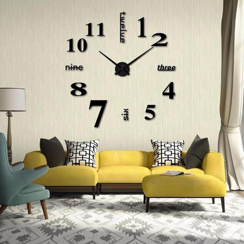 Jam Dinding Besar 130cm Minimalis Modern 3D rumah dan kantor DIY Dekorasi dinding raksasa dekorasi rumah DIY Giant Clock Quartz 80-130cm Warna Gold 3D Big Size Wall Clock Mirror Sticker Diy Living Room Decor Meetting Room Wall Clock Home Decor