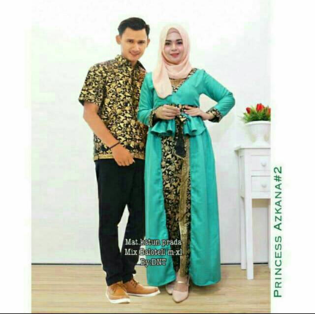 Sarimbit Batik Anggun Couple Sania Mawar ruffle - Warna Ungu, Tosca, pink, Biru, Kuning - M - L -XL
