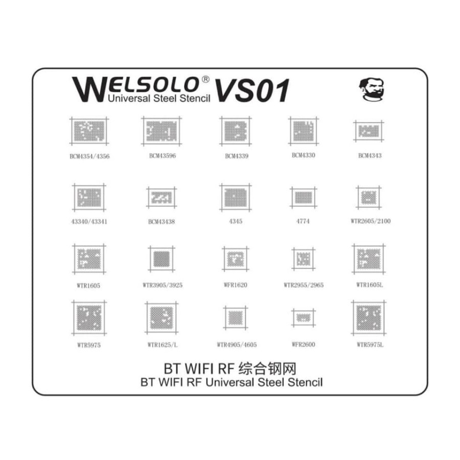 WELSOLO VS01 Stel Stencil Cetakan IC BT WiFi RF Universal