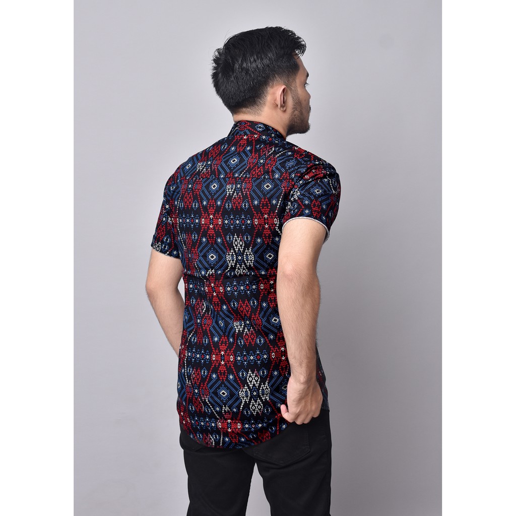 Babedo Kemeja Batik Pria Slim Fit Motif Snow Premium Lengan Pendek