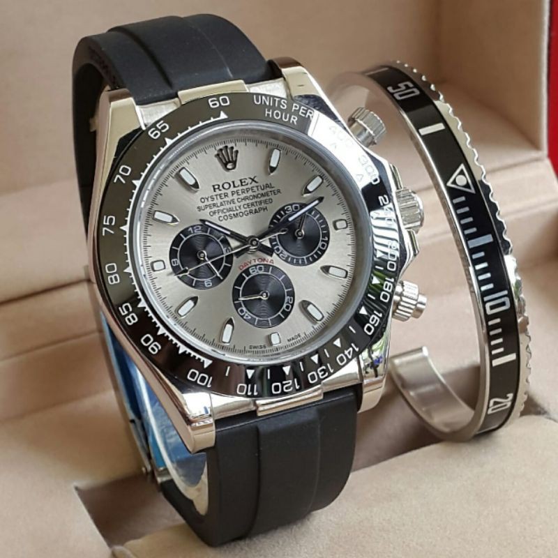 jam tangan Pria Rolex Daytona Ring Silver