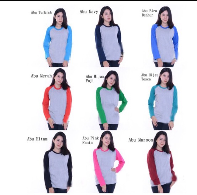 Raglan cowok tangan panjang(unisex)badan misty tangan warna