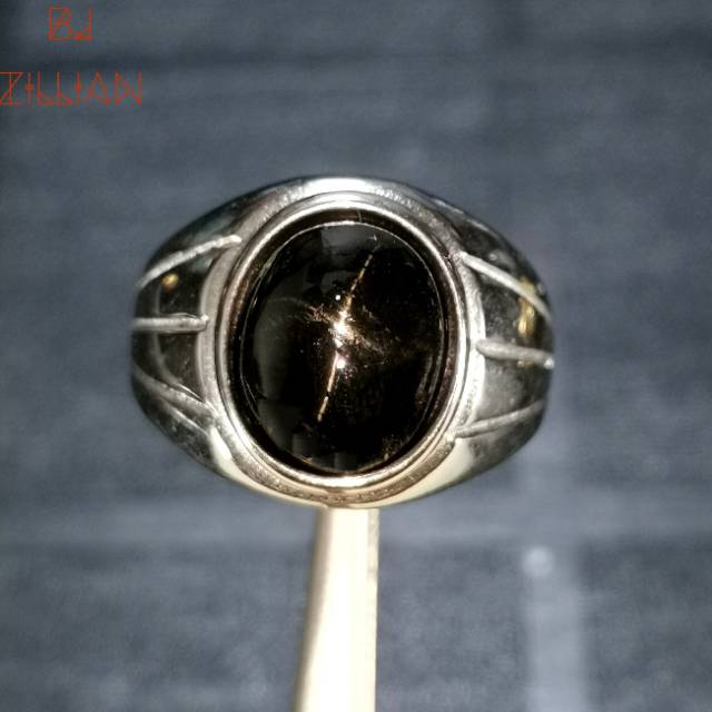 Batu Cincin Nilam Star Natural asli Alam Titanium Ring