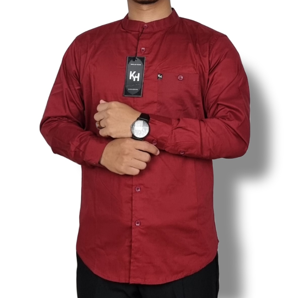 Kemko KH Kemeja Koko Pria Lengan Panjang Polos Katun Poplin High Quality