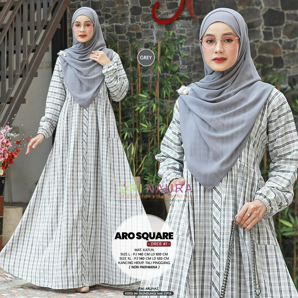 Aro Square Dress Gamis Muslim Mat Katun Original Produk By Orinaura