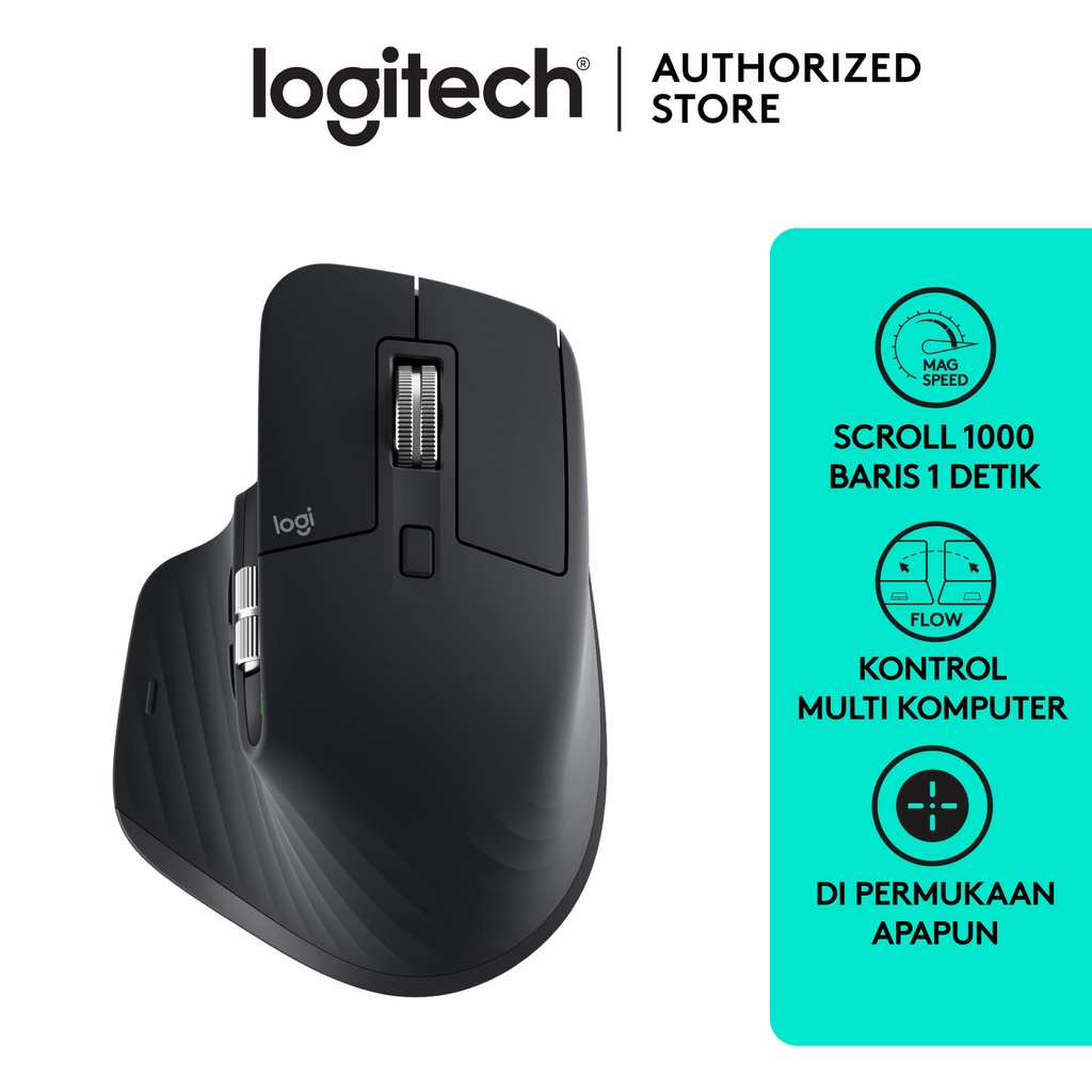 Logitech MX Master 3 Mouse Wireless Bluetooth Advanced with Fast Scroll Wheel for Power User, Windows, Mac, Chrome OS, Android &amp; iOS