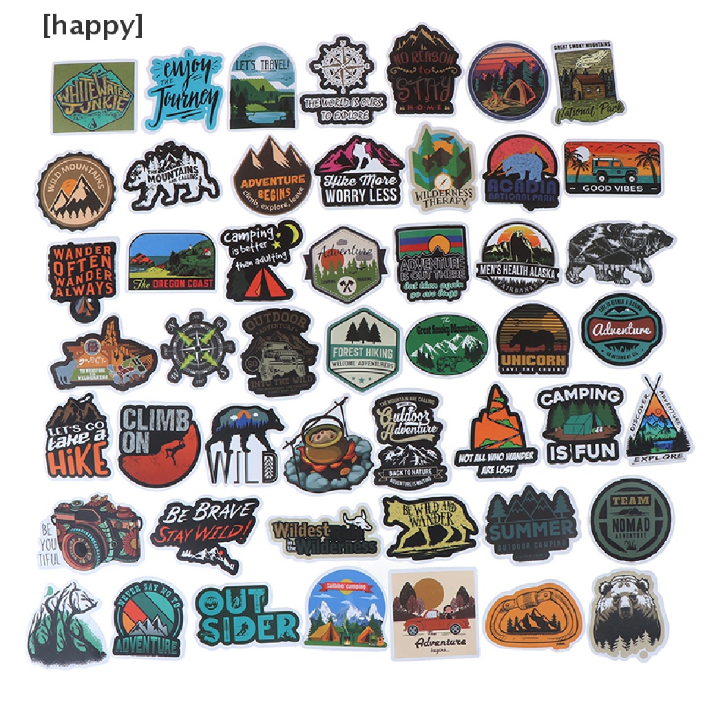 Ha 50 Pcs Stiker Motif Pemandangan Camping Untuk Dekorasi Koperlaptopgitar