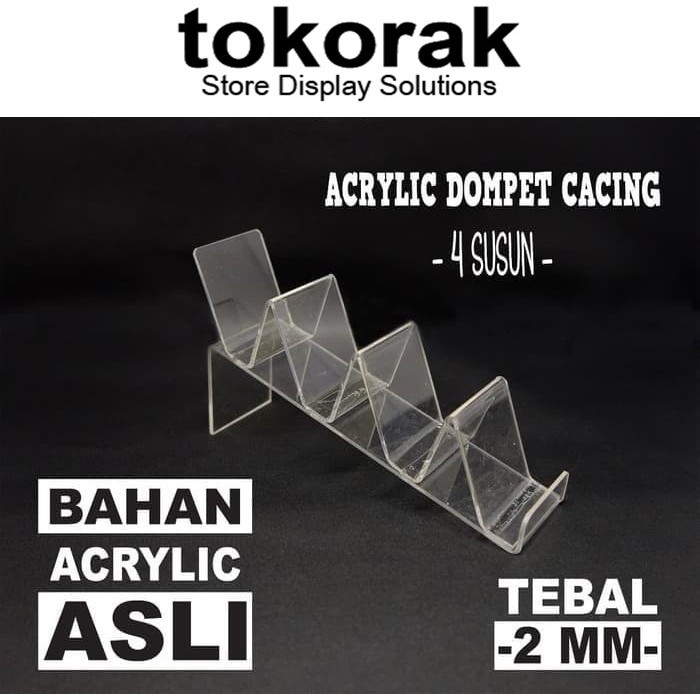 ACRYLIC DOMPET CACING 4 SUSUN AKRILIK ASLI STAND TEMPAT HANDPHONE