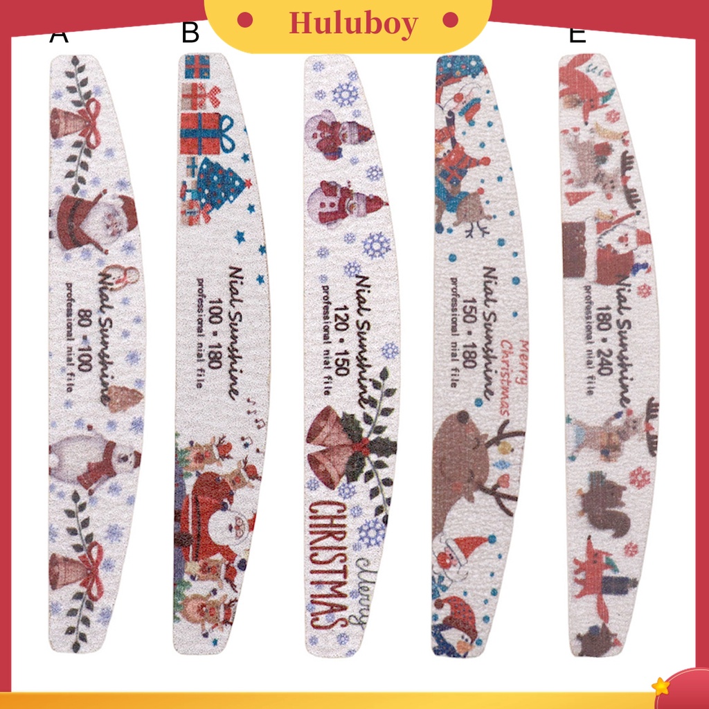 Huluboy Huluboy♡ Alat Kikir Kuku Bentuk Setengah Bulan Motif Print Natal Warna-Warni Untuk Manicure Wanita