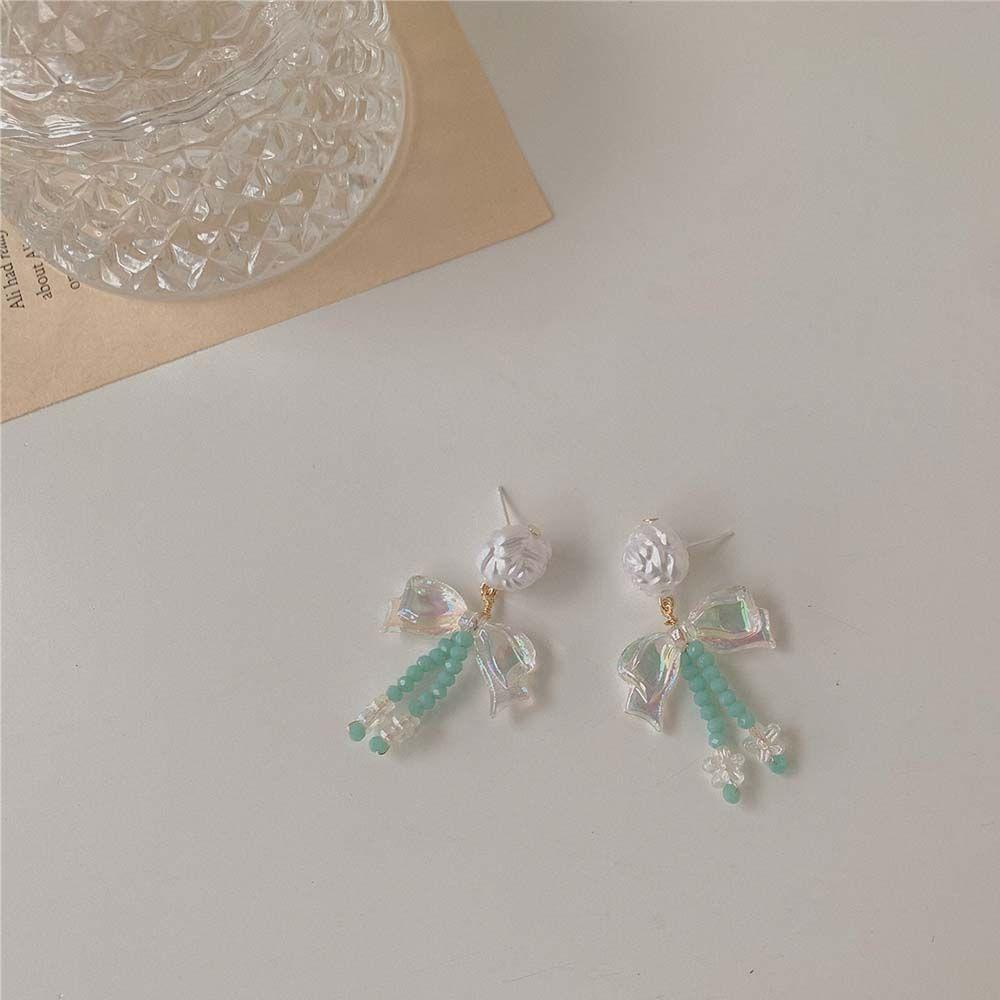 Mxbeauty Anting Wanita Trendi Hadiah Gadis Pesta Pernikahan Perhiasan All-Match Warna Mermaid Erystal Ikatan Simpul Drop Earrings