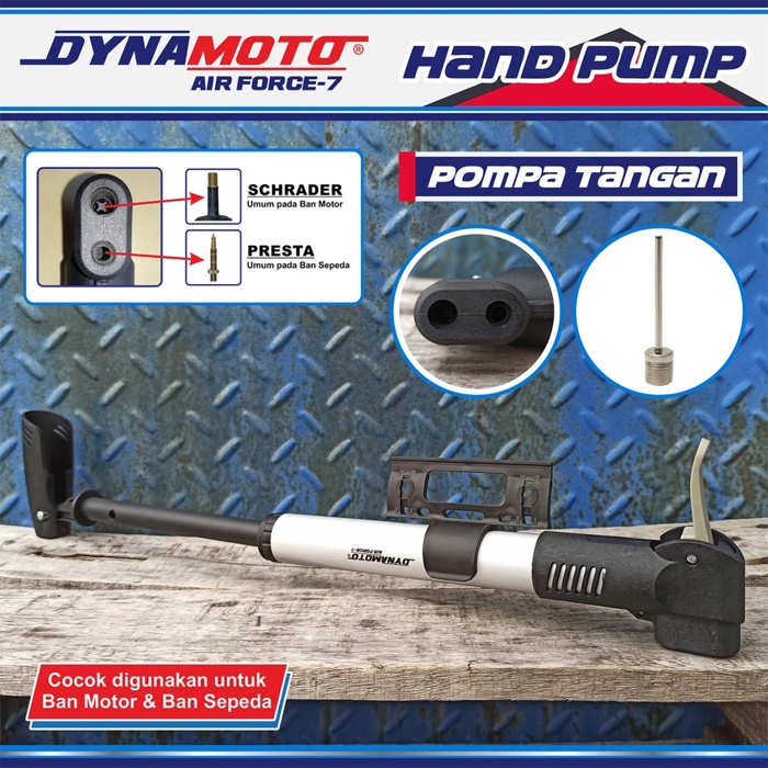 Pompa Tangan Ban Sepeda / Motor Dynamoto (Body Aluminium + ABS)