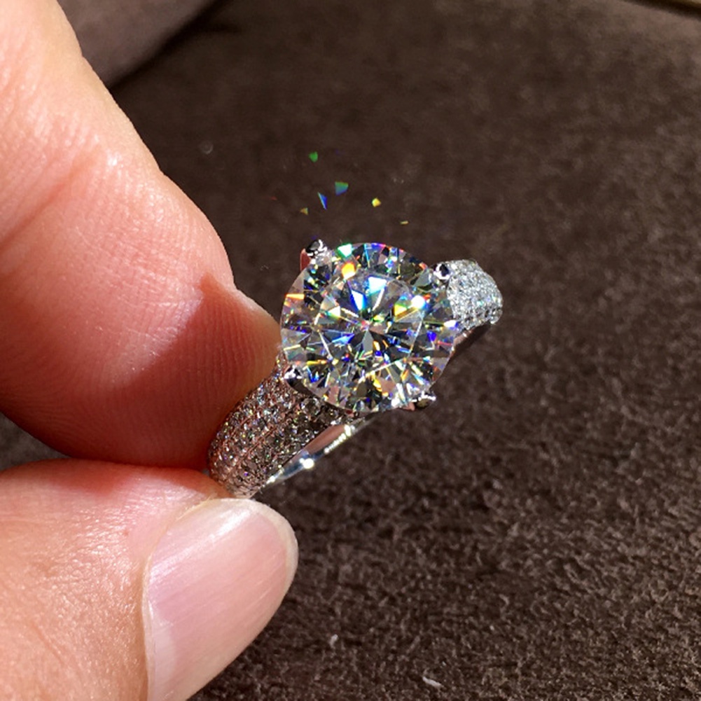 Hu Hu Hu Hu Hu Alat Bantu Pasang Kacamata♡ Cincin Wanita Hias Cubic Zirconia Bentuk Bulat Gaya Mewah Untuk Pernikahanpertunanganhadiah