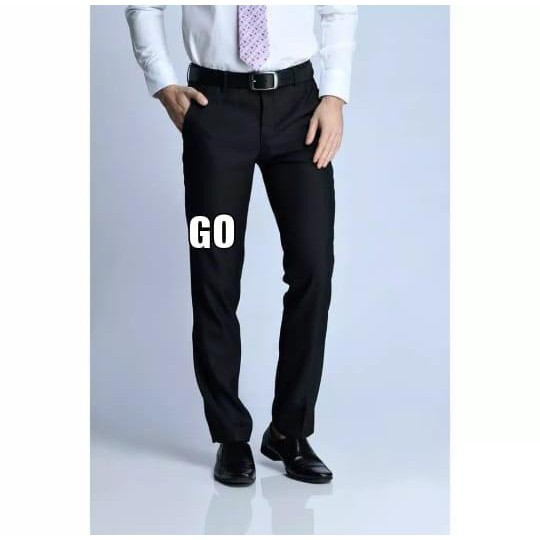 BB CARDINAL FORMAL SLIMFIT Celana Panjang Hitam Formal Teflon Pria Sopan Streacth Motif