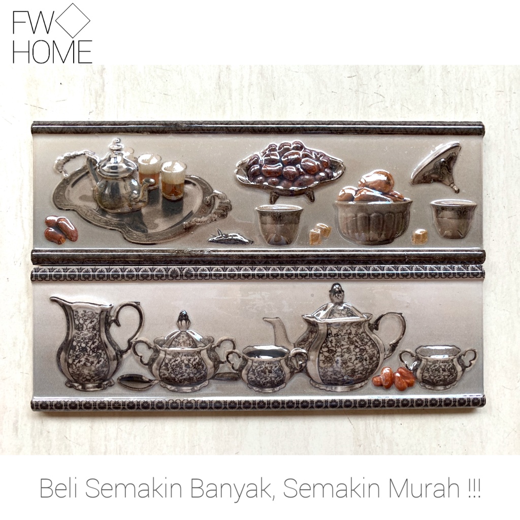 Lis Keramik Dinding Dapur Timbul Ukuran 8x25 cm MS Import