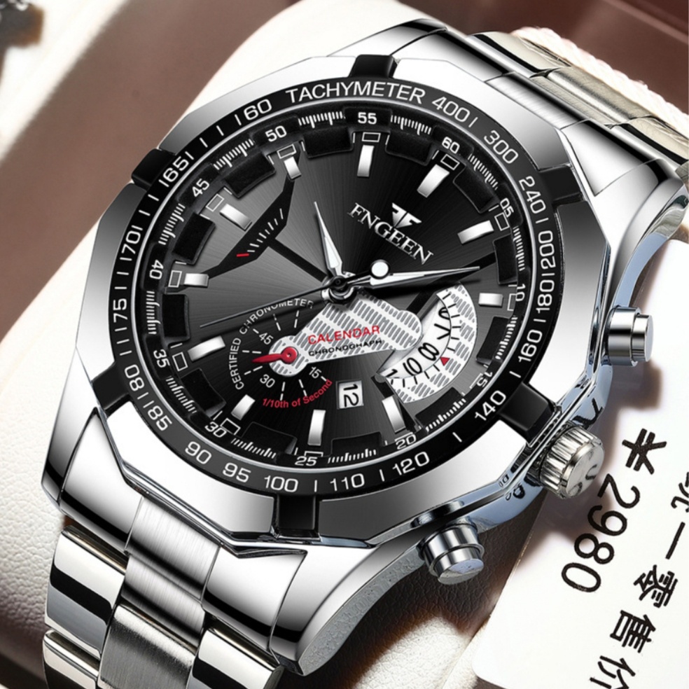 JAM TANGAN IMPORT PRIA FNGEEN JAM008S3 SILVER CLEMENTE COWOK GLOW IN THE DARK ORIGINAL MURAH BRANDED