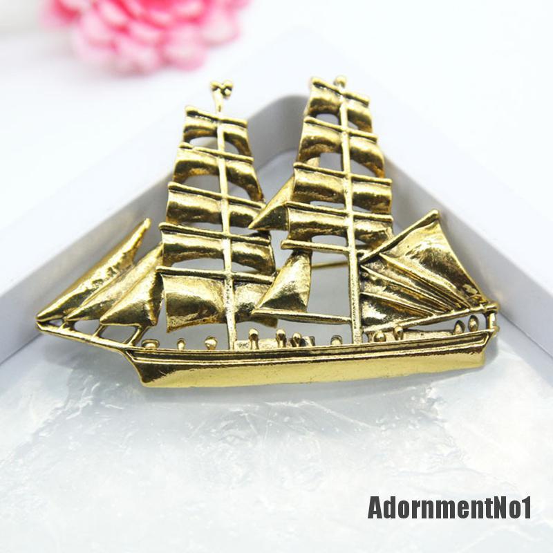 (Adornmentno1) Bros Pin Enamel Desain Perahu Hias Kristal Gaya Vintage