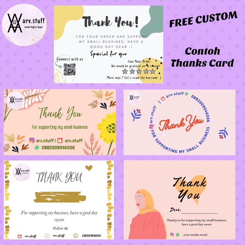 Thankyou card/Tagging card/label/shiping/pengiriman/custom/stiker/packaging