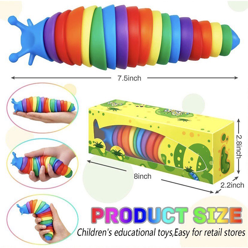 Slug 3D Caterpillar Fidget Toys Artikulasi Sensory Stress Pop It Mainan Anak Viral 2022 Articulated Ulat Worm Squishy Squeeze Pop It Relieve Relief