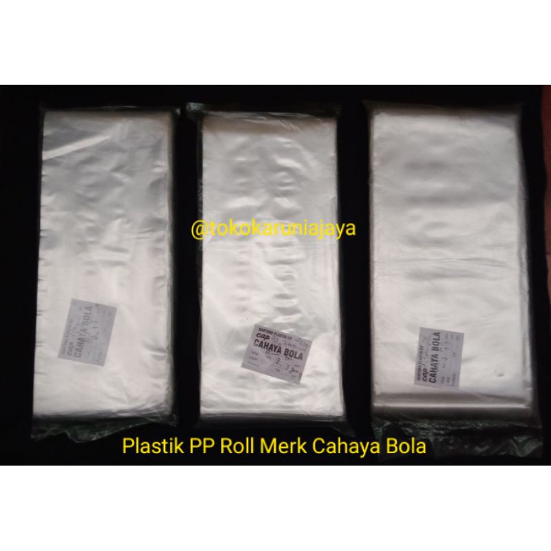 Termurah !!! Plastik PP Roll Merk Cahaya Bola, Tebal 0.3 Micron, Lebar 11 cm-13 cm (Isi 100 Meter)