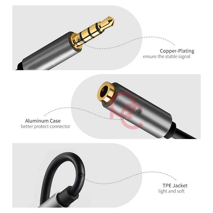 Kabel Aux Audio Extension 3.5mm Male to Female 2M - AV121 / Kabel Jack Extension 200CM Gold Plated / Kabel Pengubung Penyambung Jack Audio 3.5mm - Black