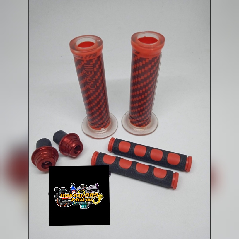 PAKET 3IN1 MURAH #GRIP KARBON+JALU STANG MINI+KARET HENDEL REM# UNIVERSAL SEMUA JENIS MOTOR