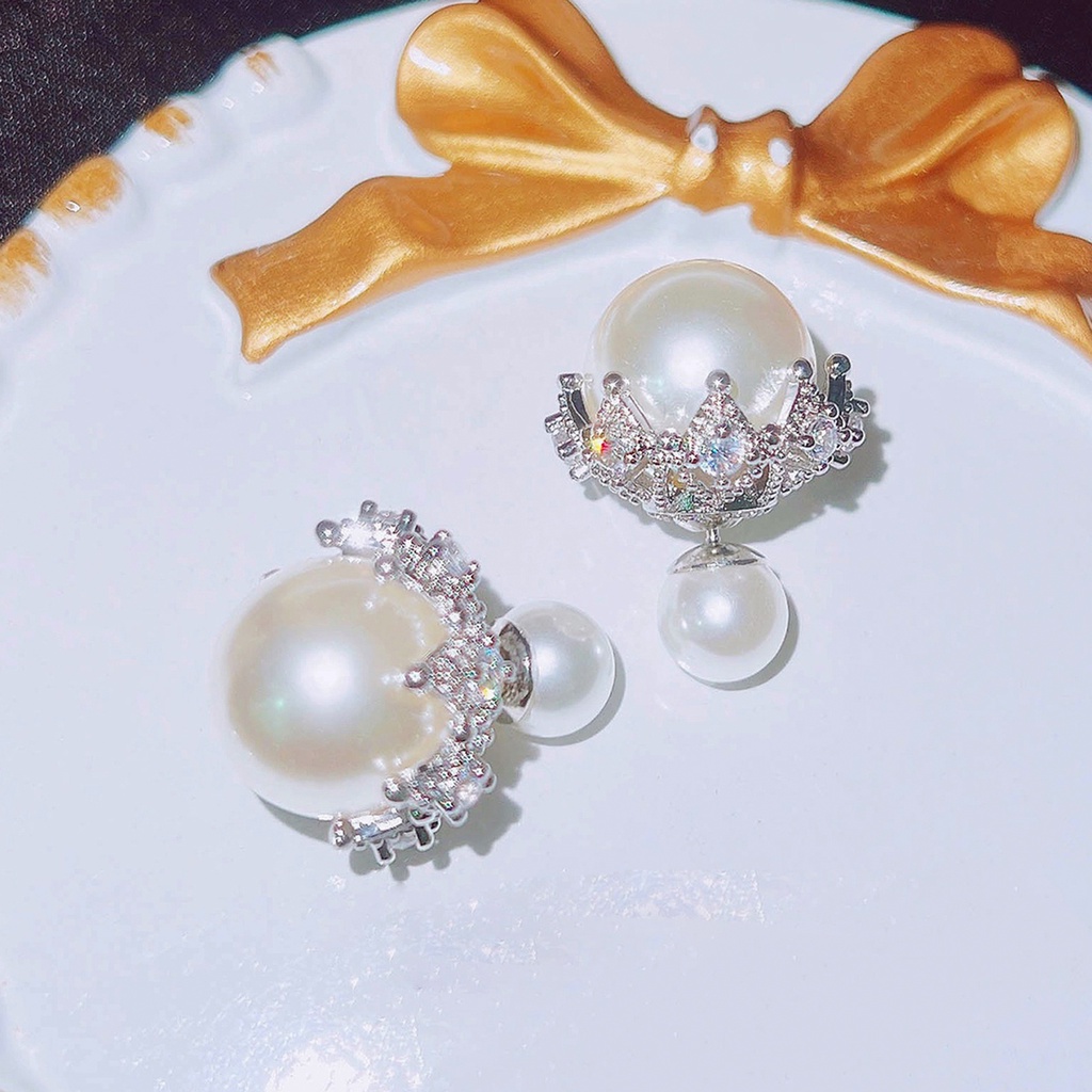 Anting Tusuk Gantung Wanita Desain Geometri Hias Mutiara Gaya Mewahromantis Untuk Pernikahan