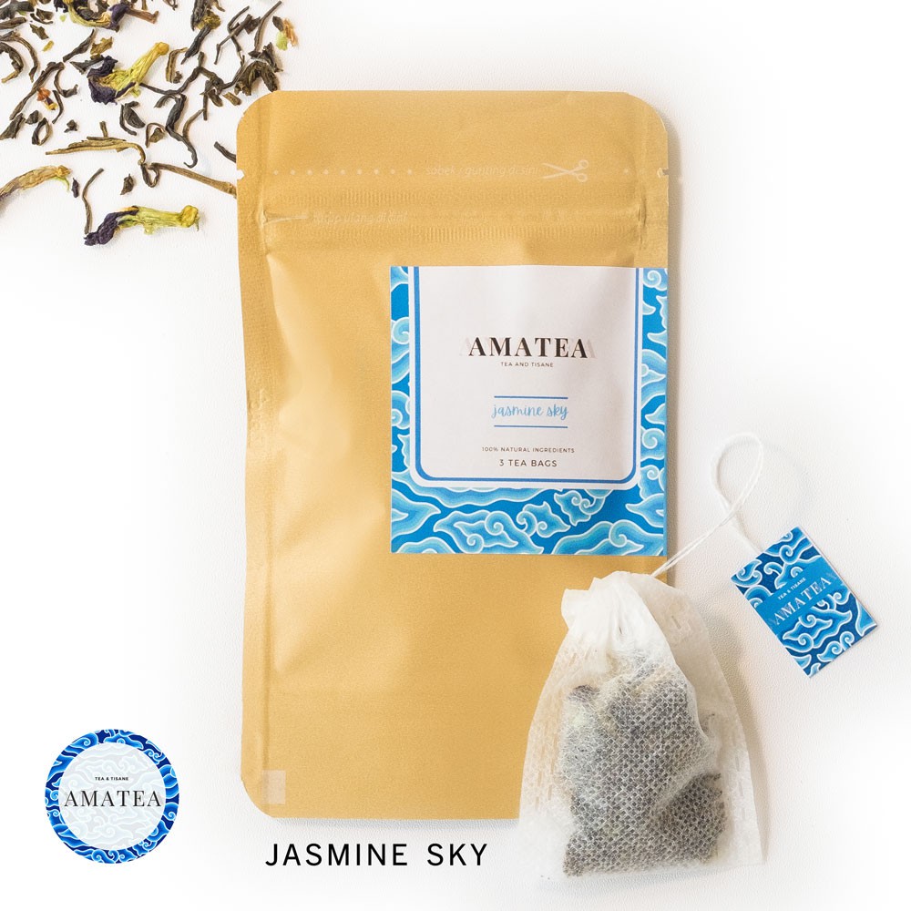 

AMATEA Jasmine Sky Tea Blend- Teh Hijau Blue Pea Jasmine isi 3 tea bag