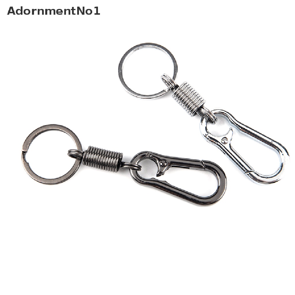 [AdornmentNo1] Spring Keychain Stainless Steel Carabiner Retractable Belt Clip Key Ring [new]