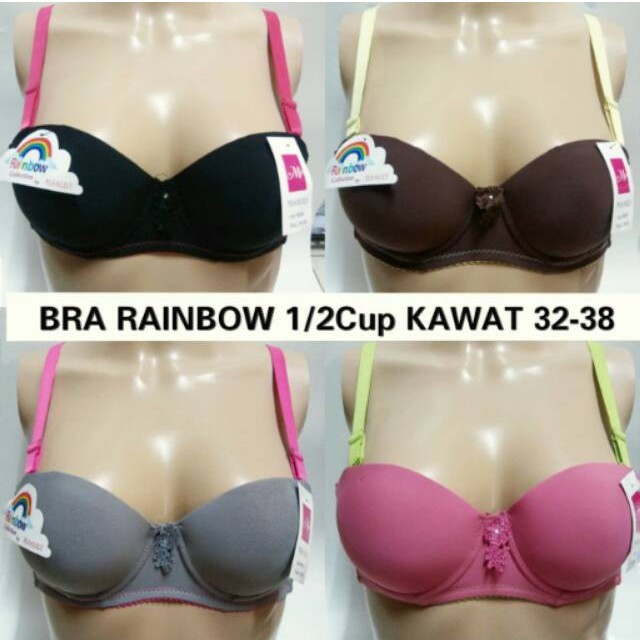 Bra Rainbow Setengah Cup Kawat Size 34 36 38 Busa Sedang / Bh Wanita Rainbow Setengah Cup Kait 2