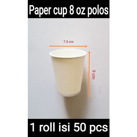 Paper cup / cup kertas kopi 8 oz polos