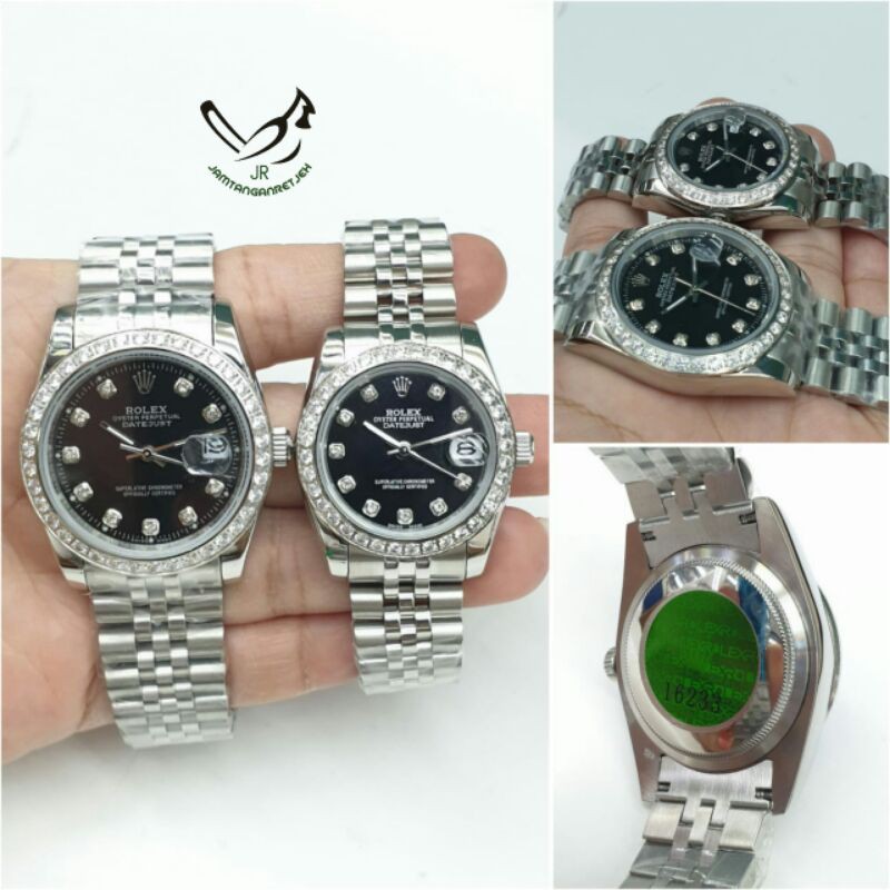 JAM TANGAN ROLEX COUPLEAN RING PERMATA MESIN AUTOMATIC RANTE SILVER