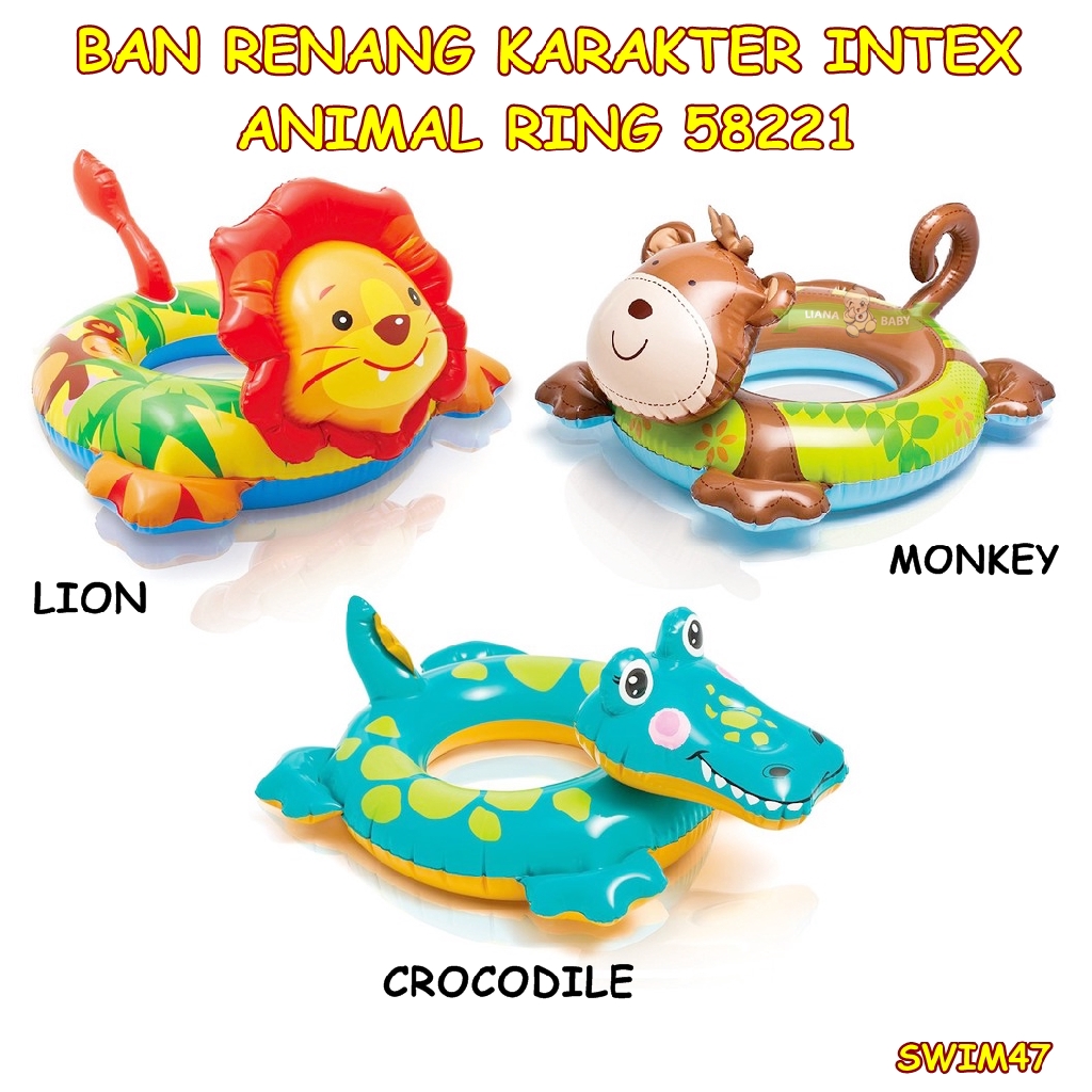 SWIM47 INTEX BAN RENANG ANAK KARAKTER BIG ANIMAL RINGS 58221