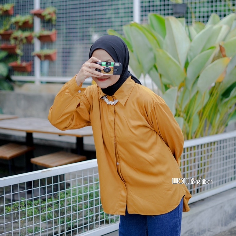 WOW-Rika Top Kemeja Rayon Twill Premium - Atasan Wanita