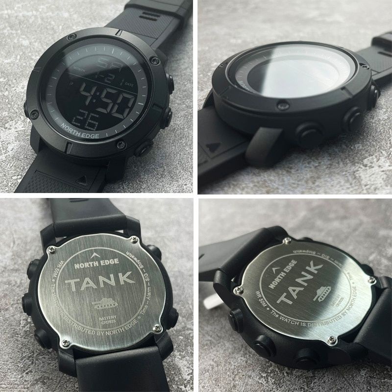 NORTH EDGE TANK New Men's Digital Military Watches 50M Waterproof Sports Stopwatch Watches For Men Date Army Clock