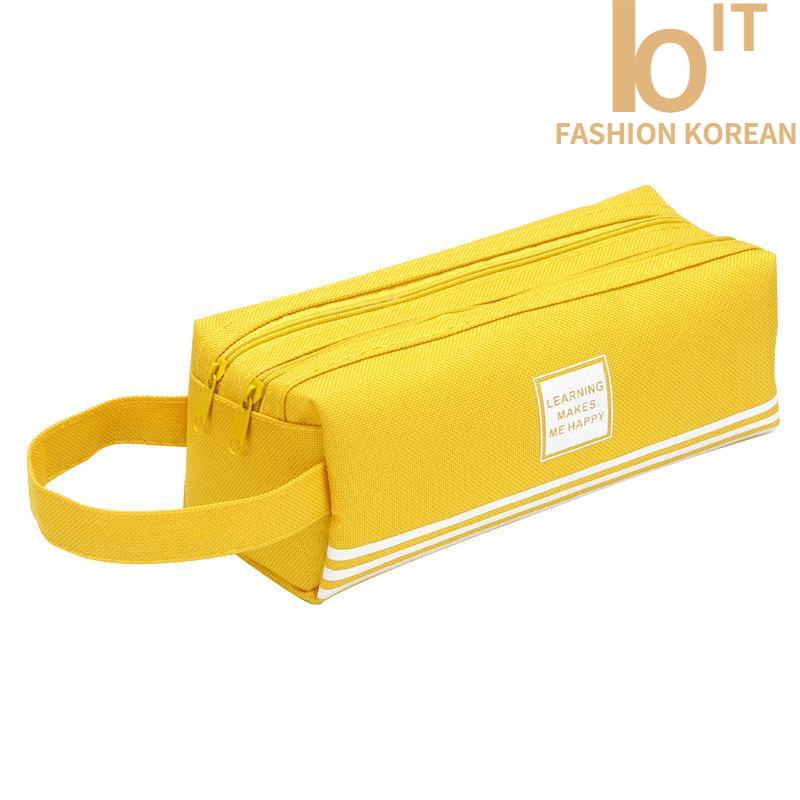 

[COD✨Ready stock]Kreatif Double-layer Kapasitas Besar Tas Pena Portabel Tas Alat Tulis Ritsleting Kain Oxford Sederhana-YES