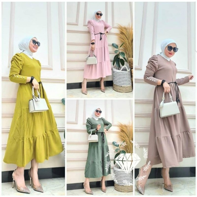 Baju Gamis Muslim Terbaru 2020 Model Baju Pesta Wanita kekinian Bahan Corneli Kekinian gaun brukat