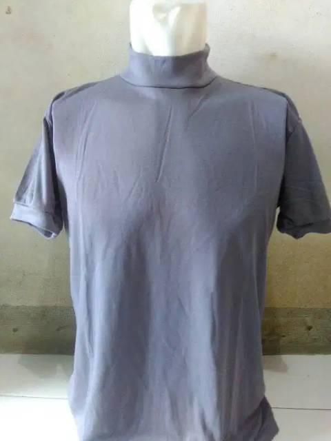 Kaos Dalam Hitam Putih Abu Biru Kerah Leher Tinggi Polos Lengan Pendek