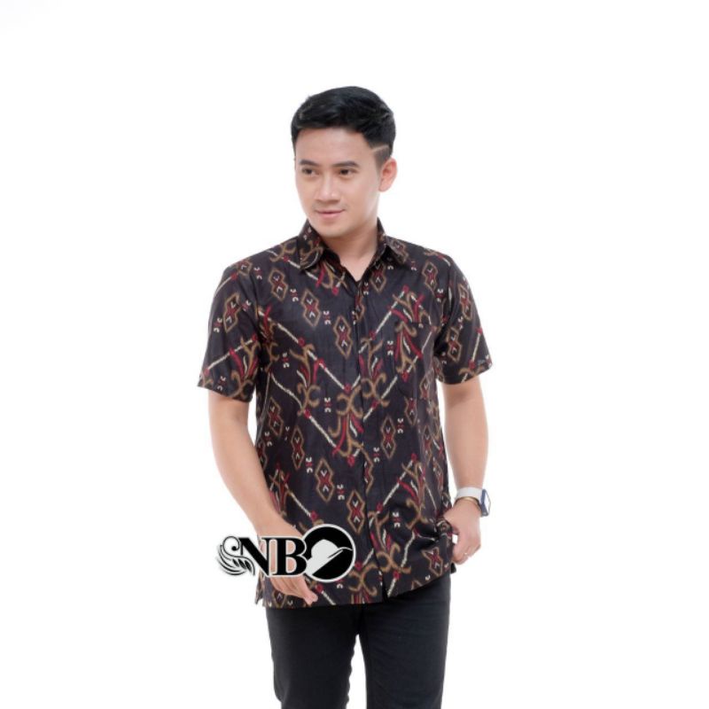 tey-17 Batik wanita ASJ SA HRB026 Kenongo Kemeja Tosca Pendek-Hem zena