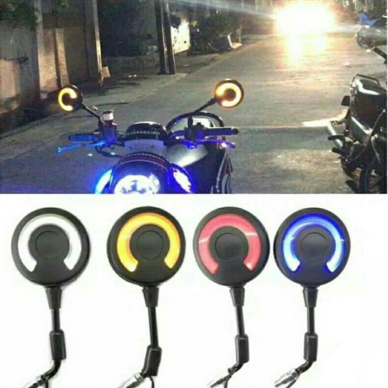 Spion Model Scoopy Lampu Led Spion Variasi Bulat Universal Scoopy,Fino,Vespa,Mio,Vario Dll