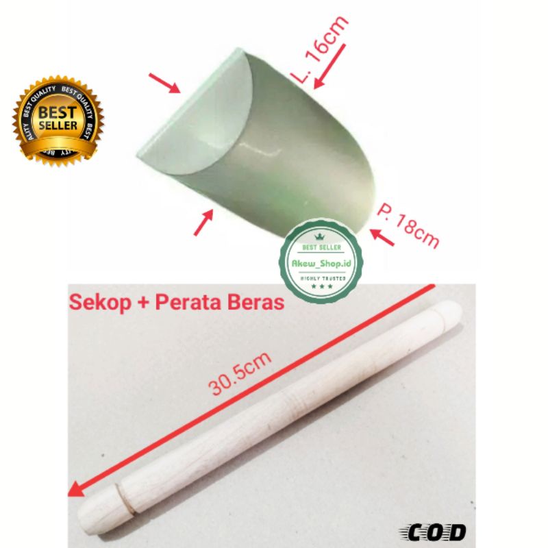 Sekop Beras & Rollpin Perata Beras/Peralatan Toko Beras