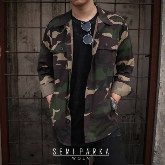 Jaket Semi Parka Tracker Camo Army Pria Terbaik Original