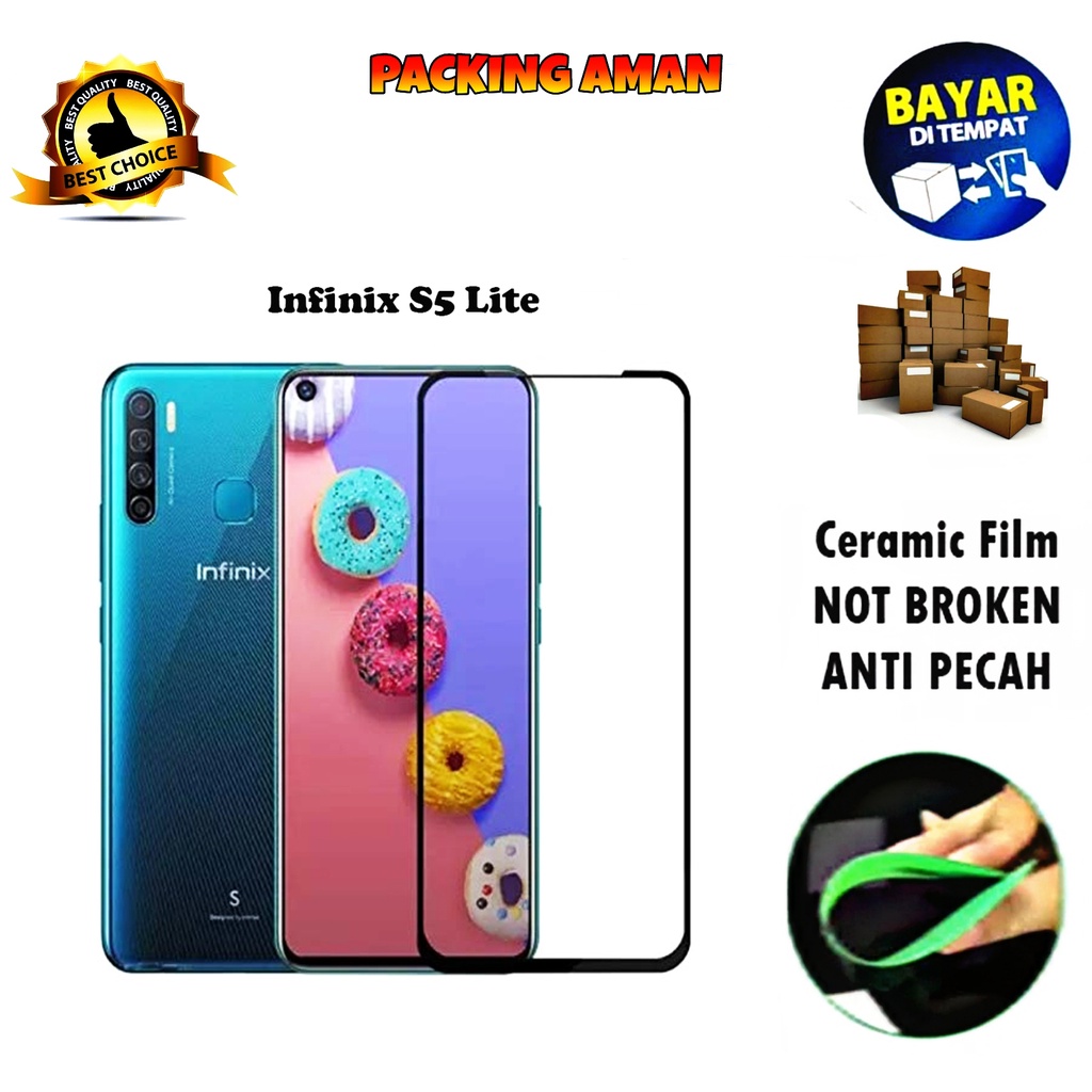 Tempered Glass Infinix S5 Lite FULL COVER FULL SCREEN Ceramic Film Anti Gores