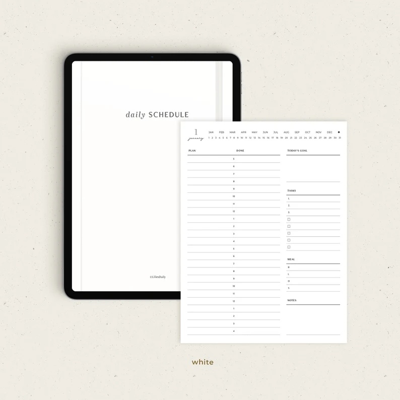 Digital Journal &amp; Planner - Time Blocking Daily Hourly To Do List &amp; Schedule for for Goodnotes, Notability, Xodo, (Full Page Hyperlinked)