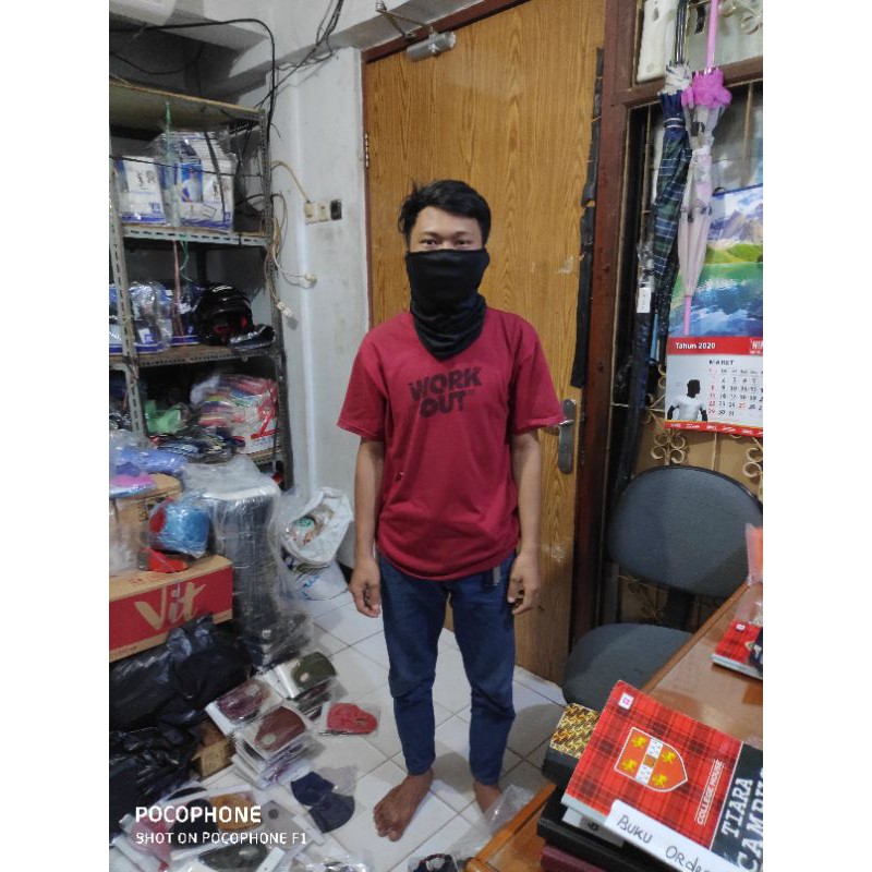 BAFF MASKER BAF HITAM POLOS BANDANA BUFF TEBAL TANPA SAMBUNGAN BANDANA HITAM TEBAL